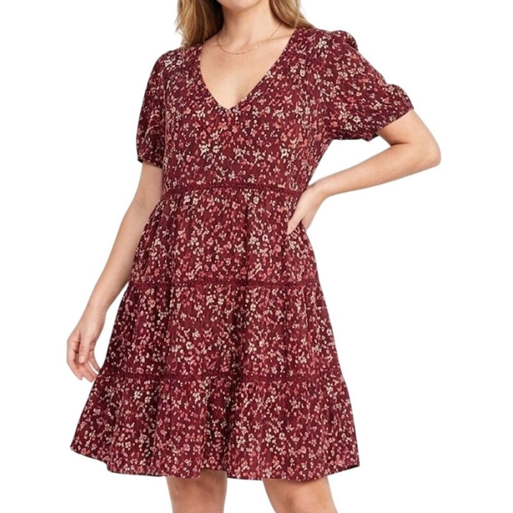 Wild Fable Floral Baby Doll Mini Dress Boho Casual Rayon Lightweight Large